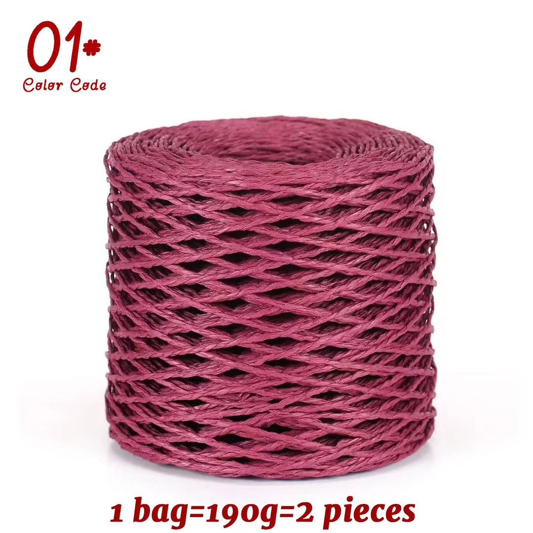 190g Bamboo Raffia Yarn (2 Skeins) – Straw Paper Crochet Yarn for Summer Hats, Bags & DIY Crafts