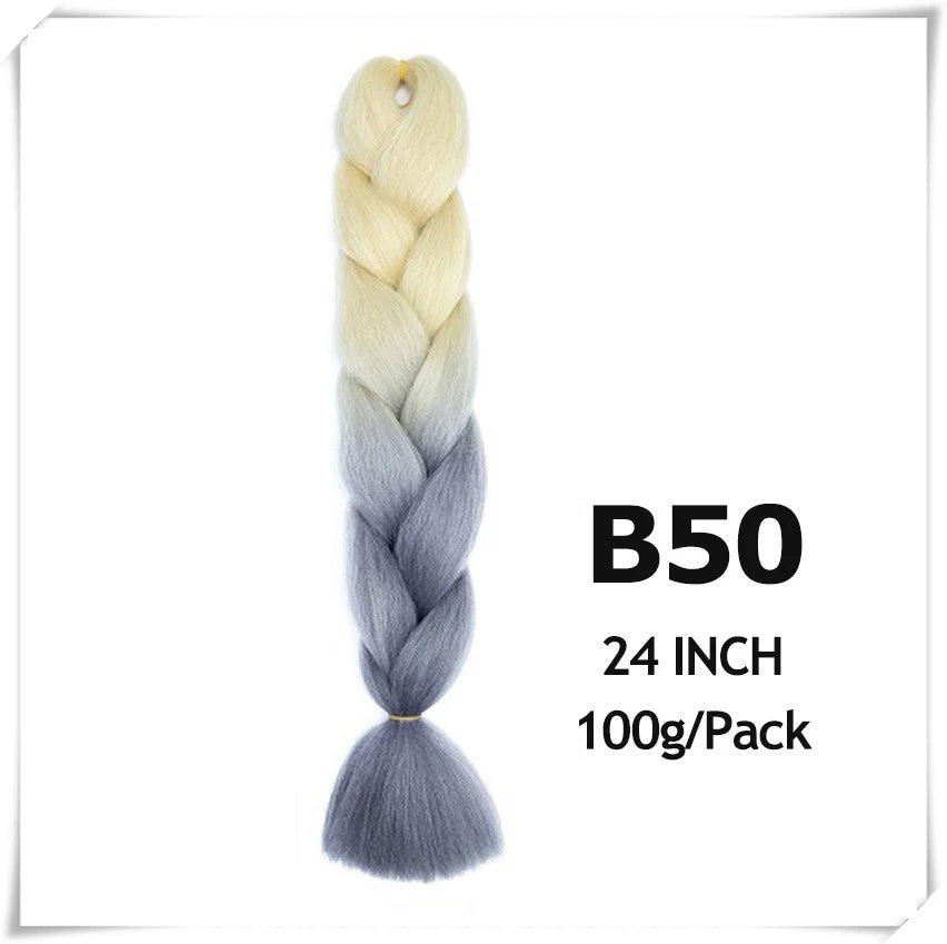 Pre-Stretched Jumbo Braiding Hair – 24 Inch Ombre Purple Synthetic Crochet Extensions for Women