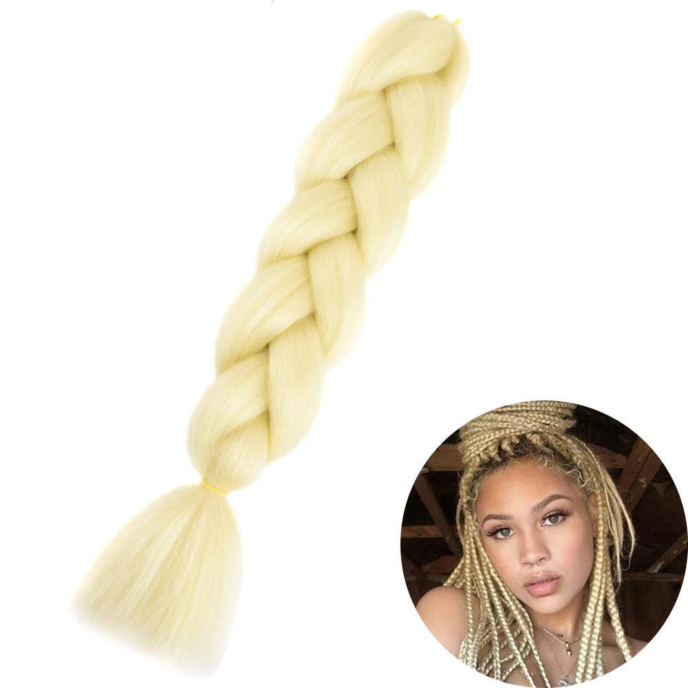 🌈 Synthetic Braiding Hair 24 Inch – Jumbo Ombre Braid Extensions (Purple, Pink, Yellow, Red)
