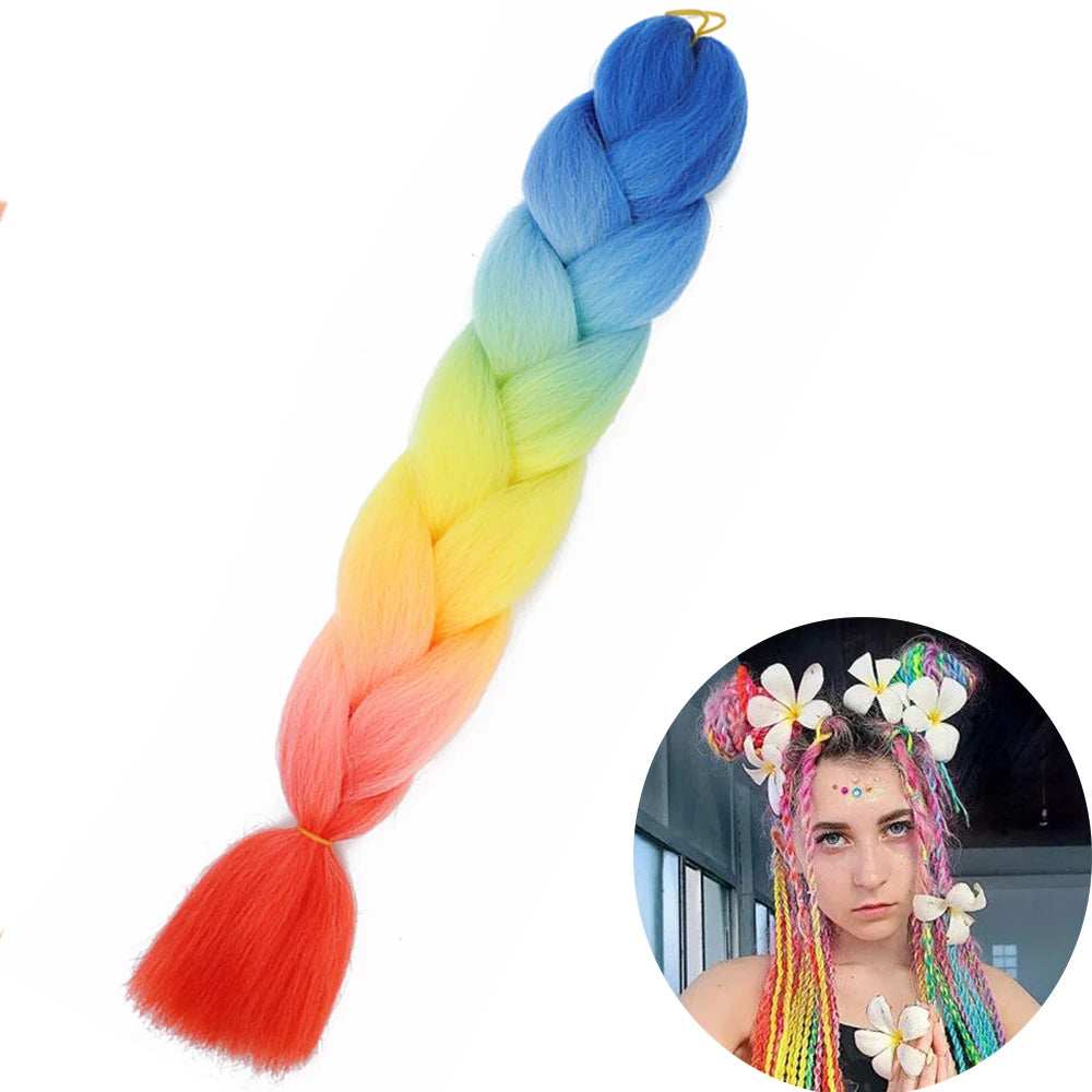 24 Inch Synthetic Jumbo Braiding Hair – Heat Resistant Ombre Extensions