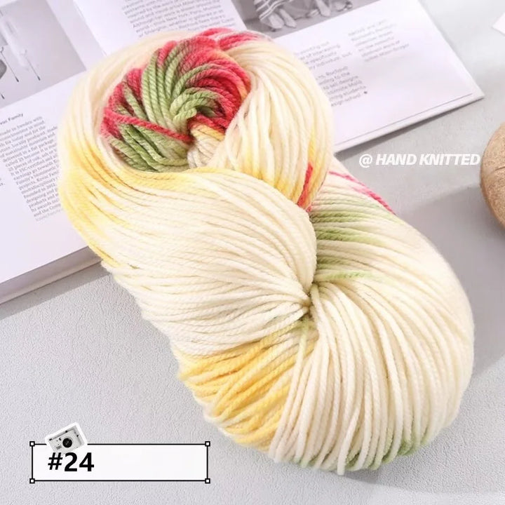 400g Hand-Dyed Chunky Alpaca Yarn (2 Skeins) – Gradient Rainbow Wool Yarn for Sweaters, Scarves & Hats