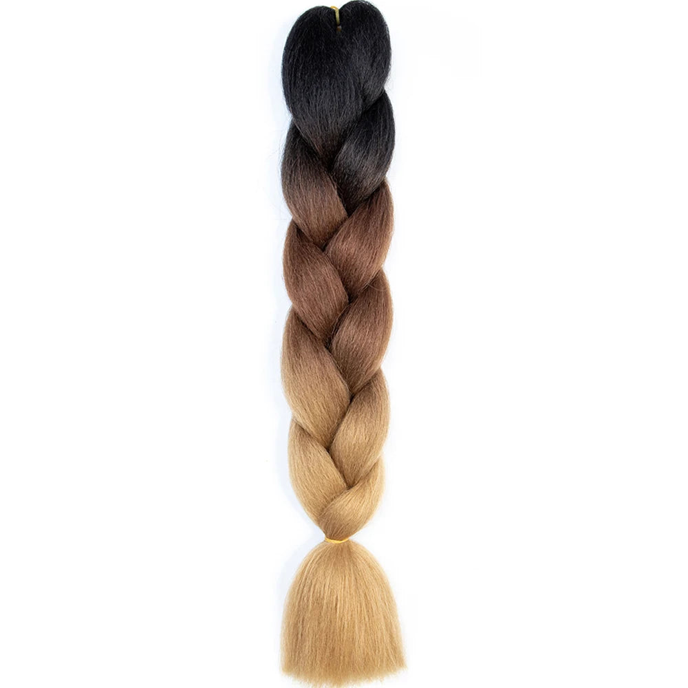 24 Inch Jumbo Box Braids Extensions – Synthetic Braiding Hair for Children (Pink, Purple, Yellow, Gray)