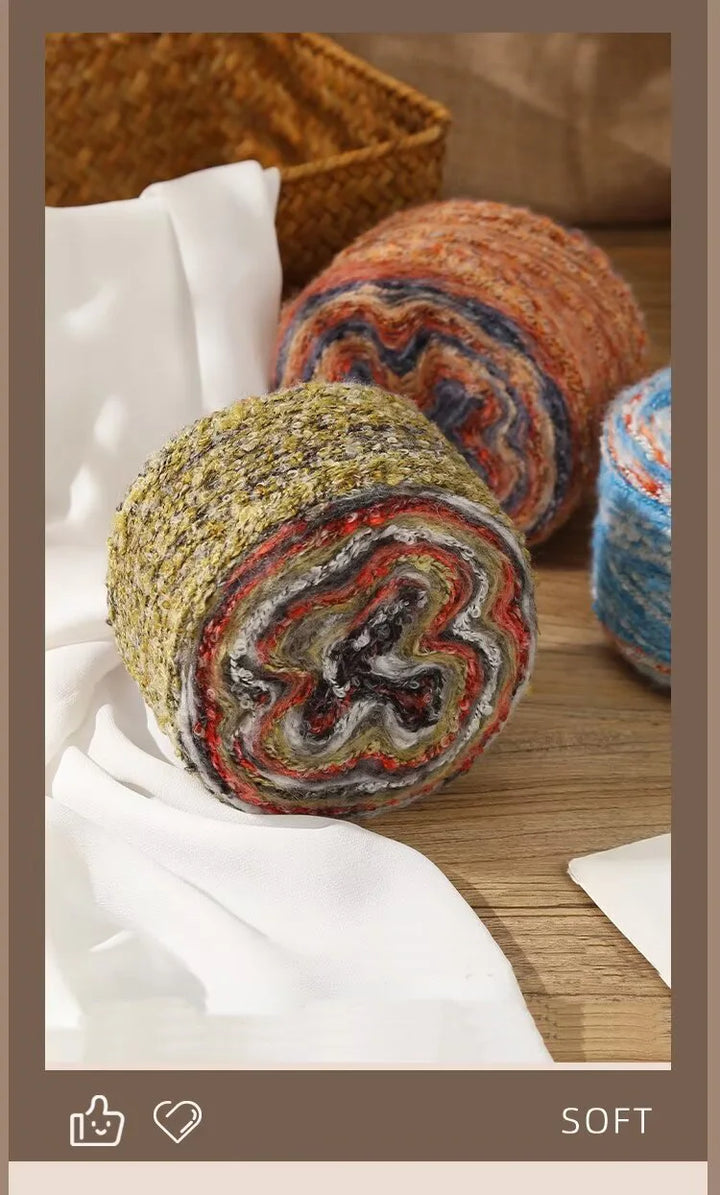 200g Oil Painting Gradient Mohair Wool Yarn (2 Pieces) – Colorful Rainbow Yarn for Sweaters, Coats, Hats & Scarves