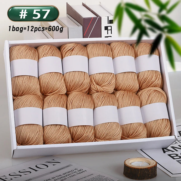 12-Piece Luxury Cashmere-Silk Yarn Set – Ultra-Soft Fluffy Yarn for Sweaters, Coats, Shawls & DIY Crafts (600g)