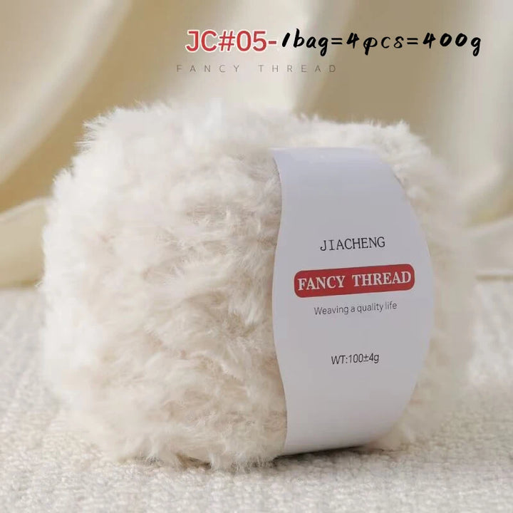 Imitation Fur Long-Haired Yarn – 400g Soft Beginner Knitting Yarn (4 Skeins Set)