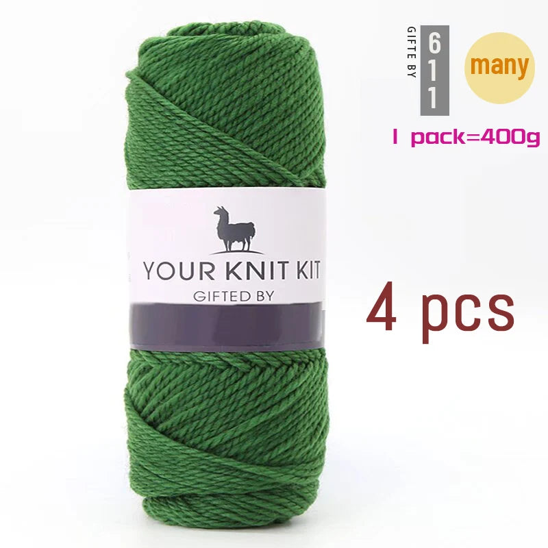 400g Alpaca Wool Yarn – Thick Pure Wool Knitting Yarn for Sweaters, Shawls & Scarves (4 Pieces/Pack)