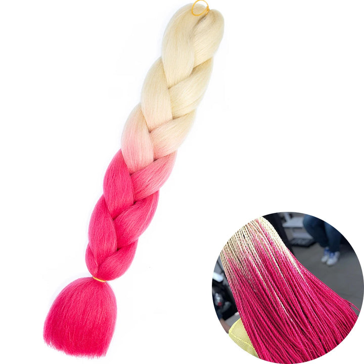 24 Inch Synthetic Jumbo Braiding Hair – Heat Resistant Ombre Extensions