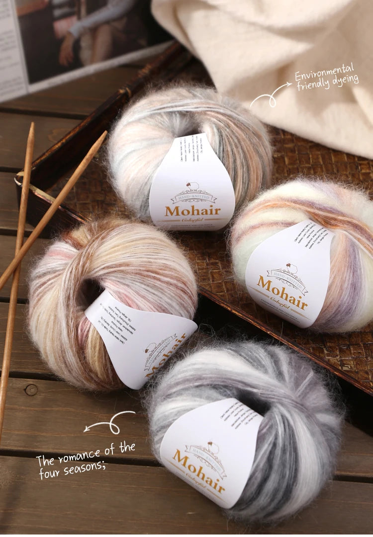 300g Rainbow Gradient Yarn Balls – Colorful Knitting Yarn for Tops, Scarves & DIY Crafts (6 Pieces/Pack)