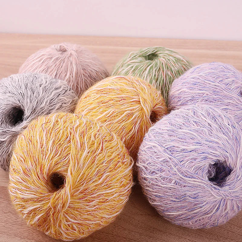 300g Bamboo Fiber Yarn – Fancy Thick & Thin Hand Knitting Yarn for Sweaters, Shawls, Hats & DIY Crafts (6pcs Pack)