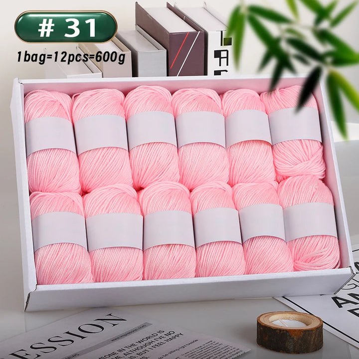 12-Piece Luxury Cashmere-Silk Yarn Set – Ultra-Soft Fluffy Yarn for Sweaters, Coats, Shawls & DIY Crafts (600g)