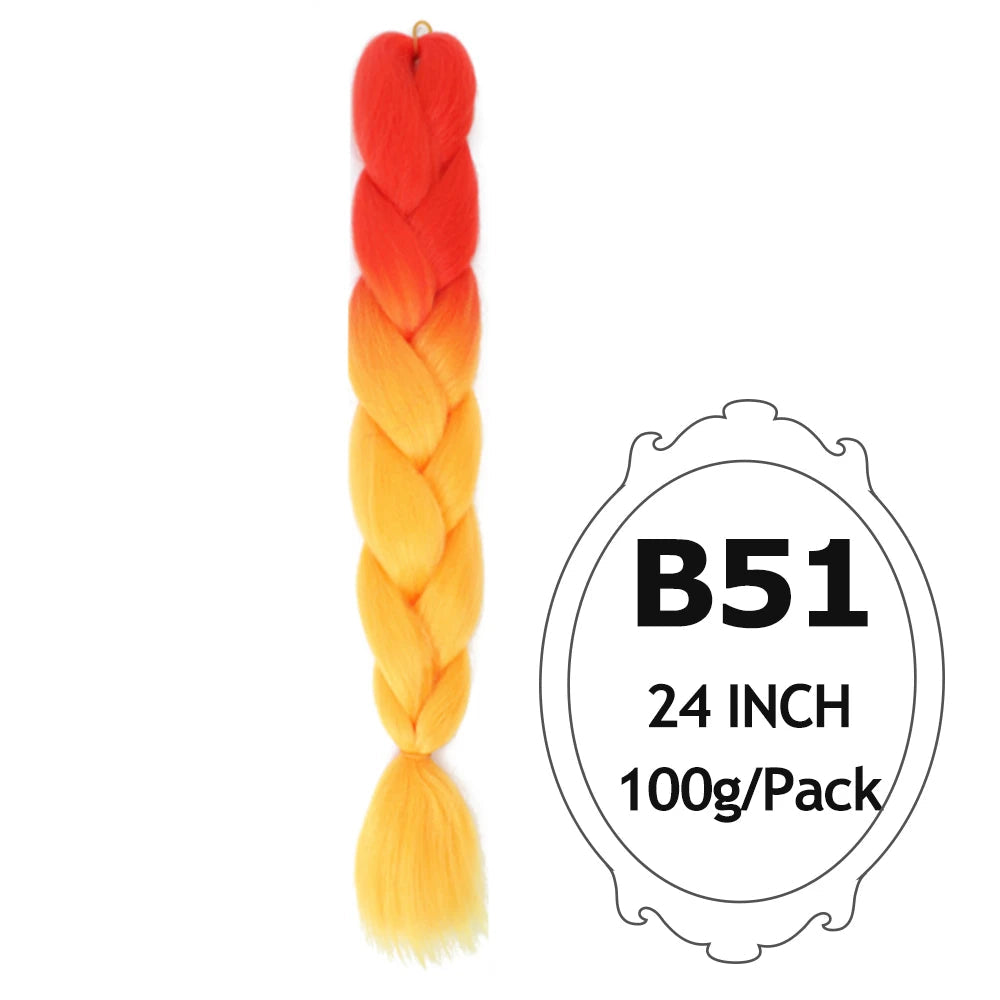 Ombre Braiding Hair 24 Inch – Colorful Jumbo Synthetic Braiding Hair Extensions for Women (Purple, Pink, White, Red, Blue)