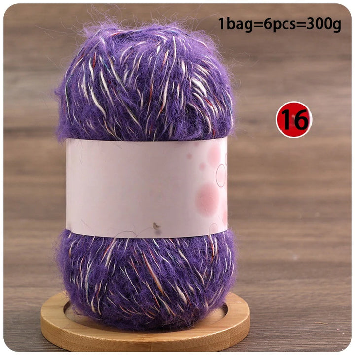 Mixed-Color Long-Haired Mohair Yarn – Fashionable Fluffy Knitting Yarn for Sweaters & Crafts