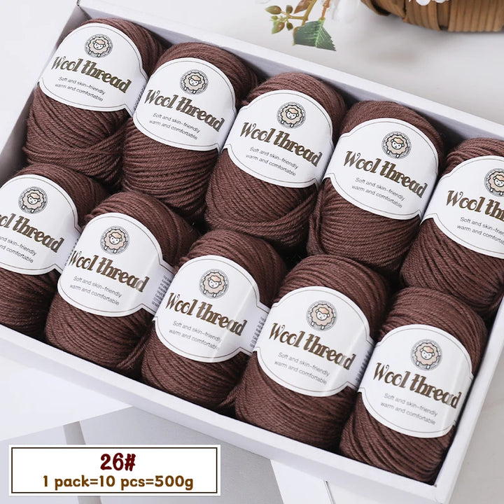 500g Fine Wool Knitting Yarn – Soft Handmade Yarn for Sweaters, Scarves, Hats & DIY Crafts (10 Skeins)