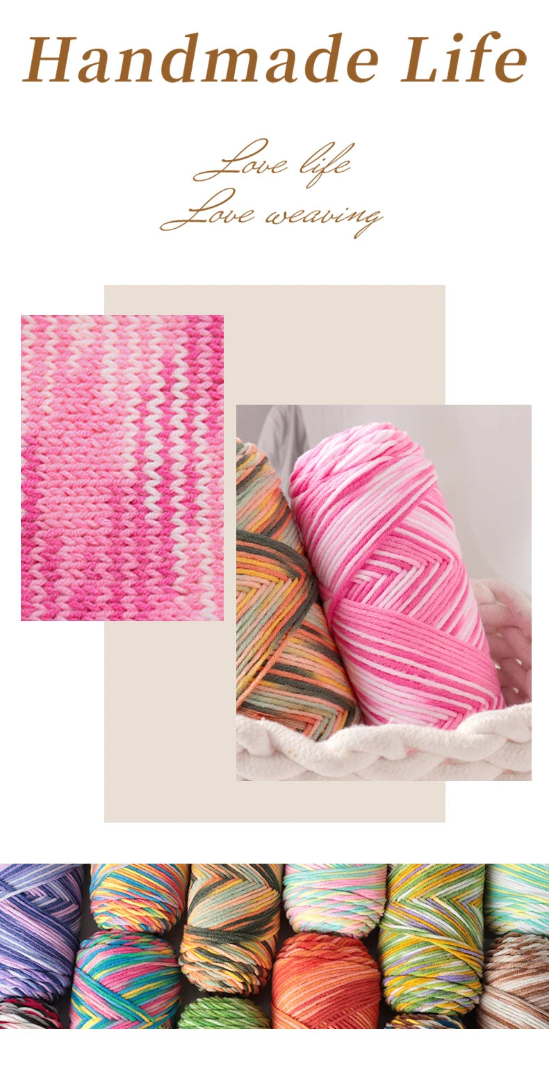 360g Rainbow Gradient Section-Dyed Yarn – Medium-Thick Hand Knitting Yarn for Sweaters, Hats & Scarves (3pcs Pack)