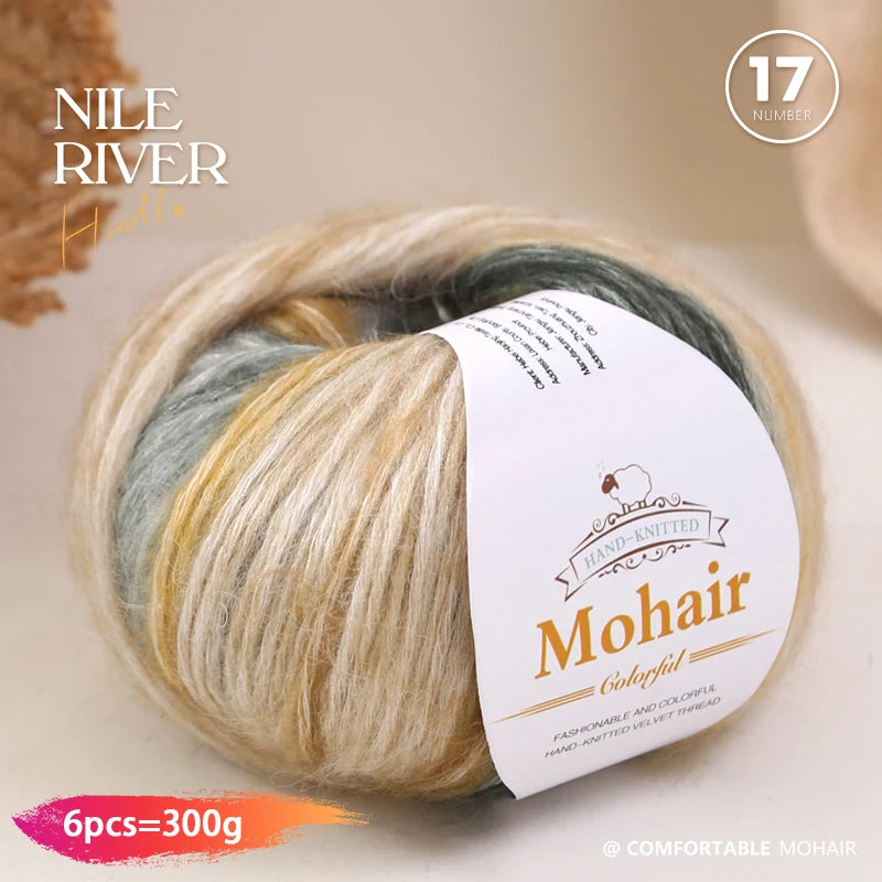 300g Rainbow Gradient Yarn Balls – Colorful Knitting Yarn for Tops, Scarves & DIY Crafts (6 Pieces/Pack)