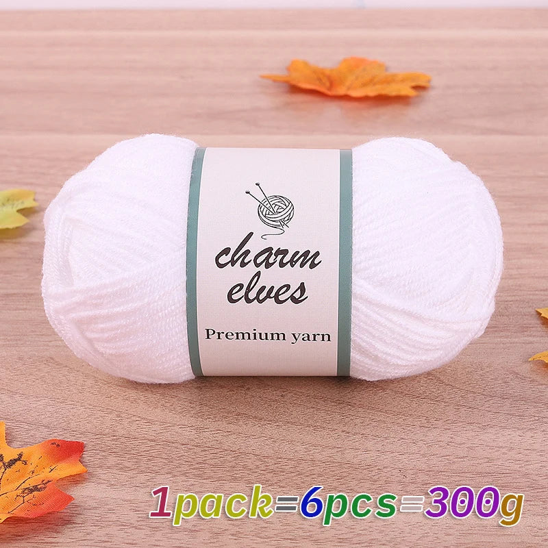 300g Multi-Color Acrylic Milk Yarn – Soft & Strong Knitting Yarn Balls (6 Pieces/Pack)