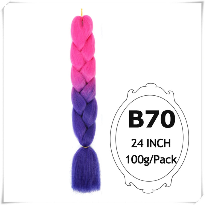 Pre-Stretched Jumbo Braiding Hair – 24 Inch Ombre Purple Synthetic Crochet Extensions for Women