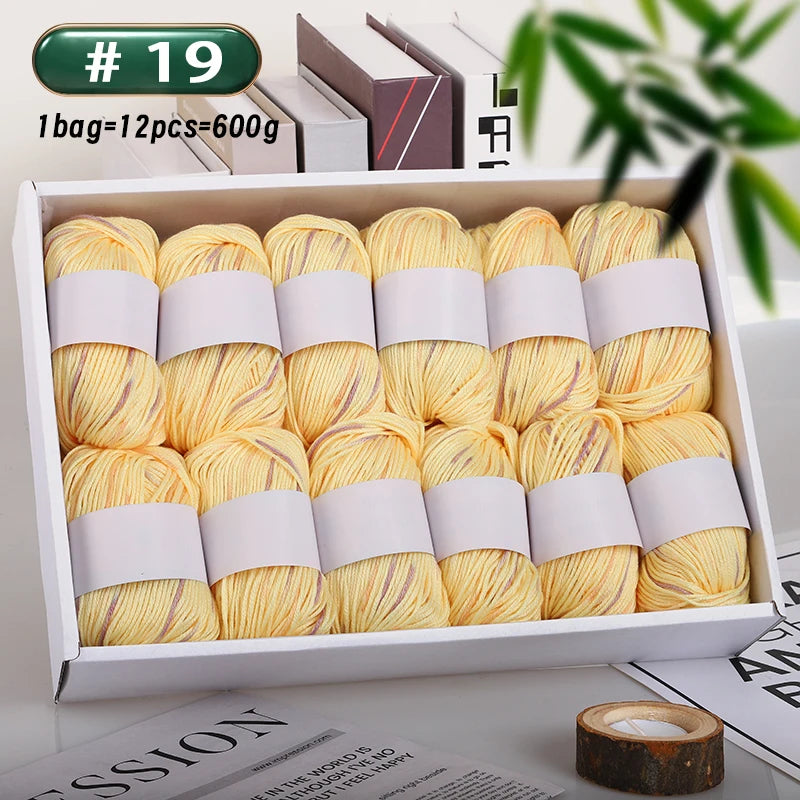 12-Piece Luxury Cashmere-Silk Yarn Set – Ultra-Soft Fluffy Yarn for Sweaters, Coats, Shawls & DIY Crafts (600g)
