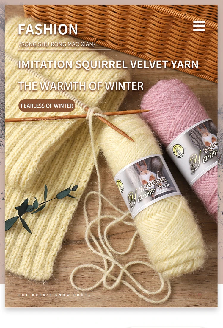 Thick Imitation Fur Yarn Ball – Soft DIY Knitting Yarn for Hats, Scarves, Coats & Shawls