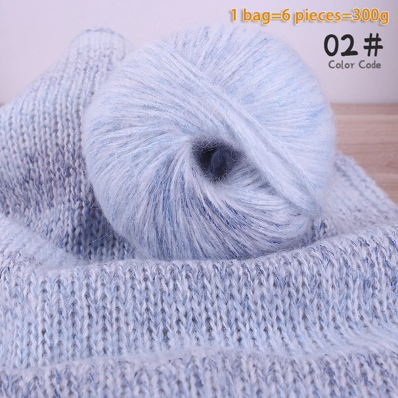 300g Gradient Alpaca Mohair Yarn Set (6 Pieces) – Soft Lightweight Knitting Yarn for Sweaters, Shawls, Hats & Scarves