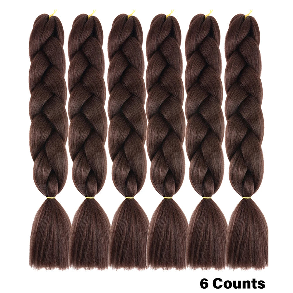 Ombre Crochet Braiding Hair – 6 Packs Synthetic Colorful Extensions for Women & Girls | High-Temperature Fiber
