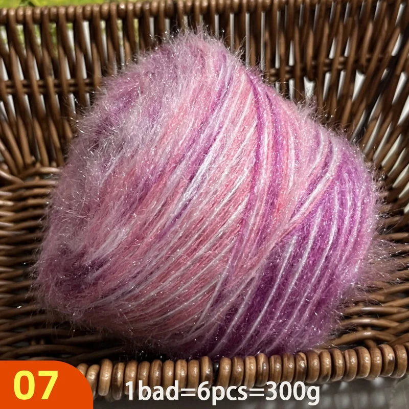 300g Soft Long-Haired Yarn Set – 6-Piece Fluffy Yarn for Knitting & DIY Projects