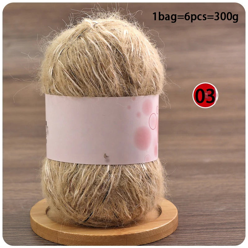 Mixed-Color Long-Haired Mohair Yarn – Fashionable Fluffy Knitting Yarn for Sweaters & Crafts