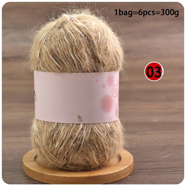Mixed-Color Long-Haired Mohair Yarn – Fashionable Fluffy Knitting Yarn for Sweaters & Crafts