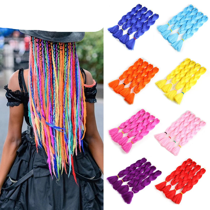 Braiding Hair Extensions for Women 4 Packs 24Inch High Temperature Ombre Jumbo Synthetic Braiding Hair for Twist Crochet Braids