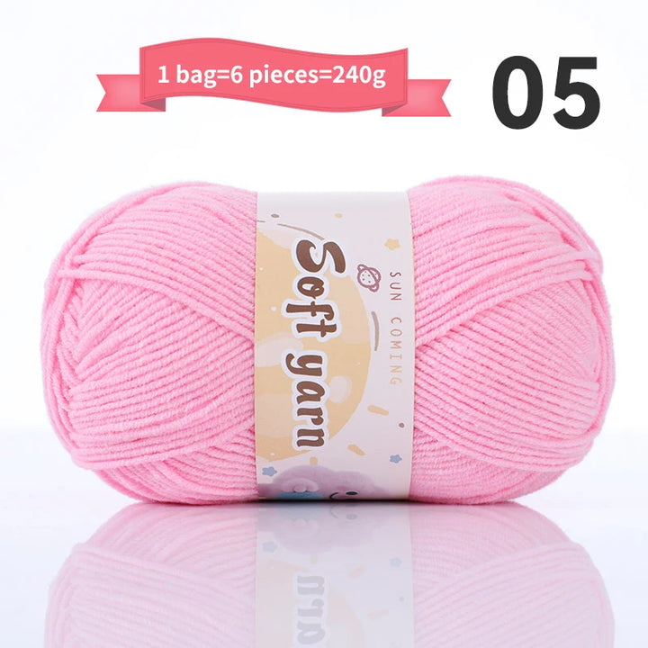 240g Medium-Thin Combed Yarn – Soft DIY Knitting & Crochet Yarn Balls (6 Pieces / Pack)