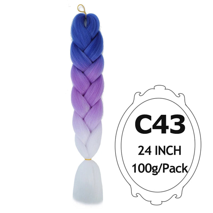 Ombre Braiding Hair 24 Inch – Colorful Jumbo Synthetic Braiding Hair Extensions for Women (Purple, Pink, White, Red, Blue)