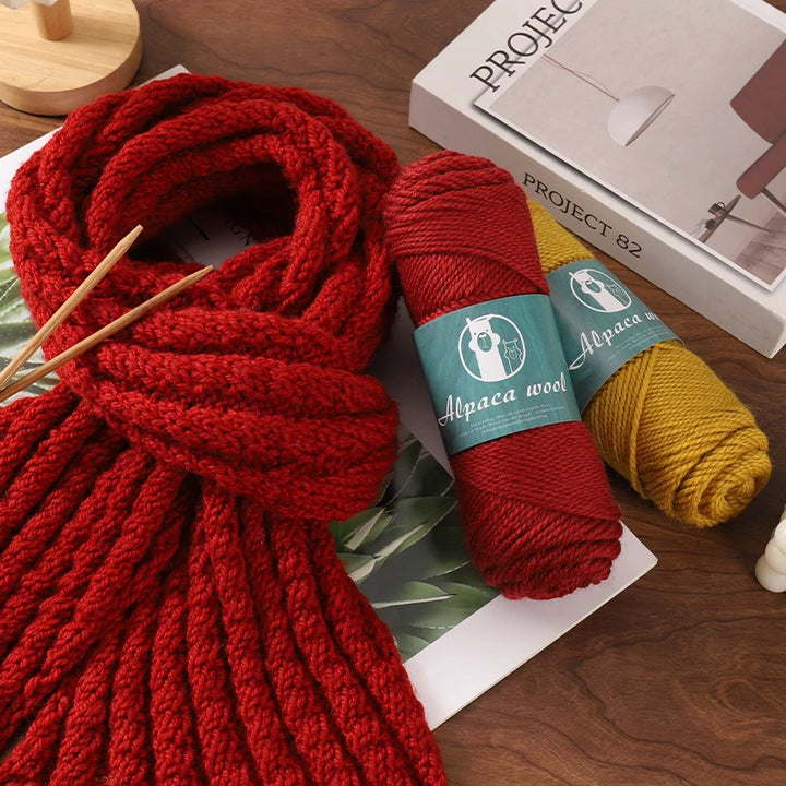 Alpaca Wool Boutique Yarn – 500g Thick Knitting Yarn Set (5 Pieces) for Sweaters, Scarves & Winter Wear