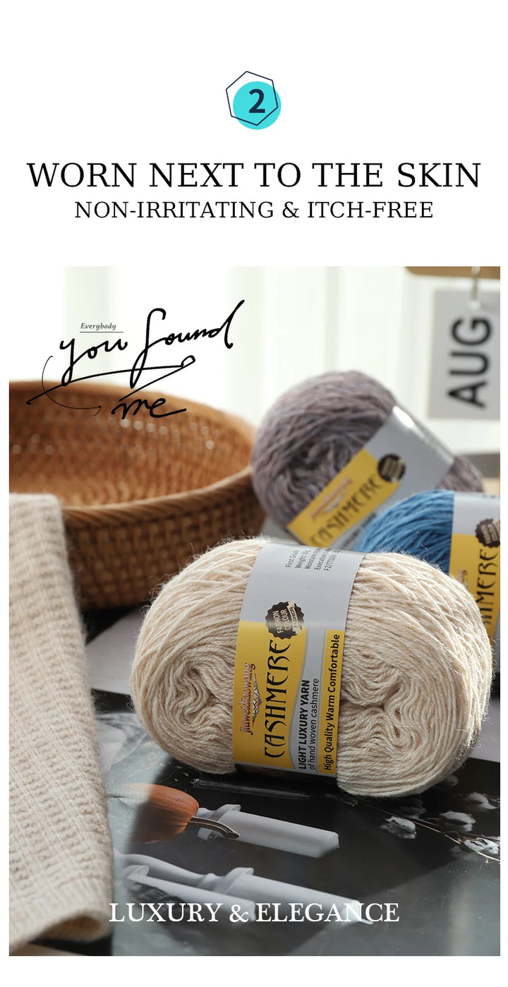 Premium Cashmere Blend Knitting Yarn Set – Medium-Fine Soft Wool Yarn for Sweaters, Scarves, Hats & Shawls (6 Main + 6 Elastic Threads)