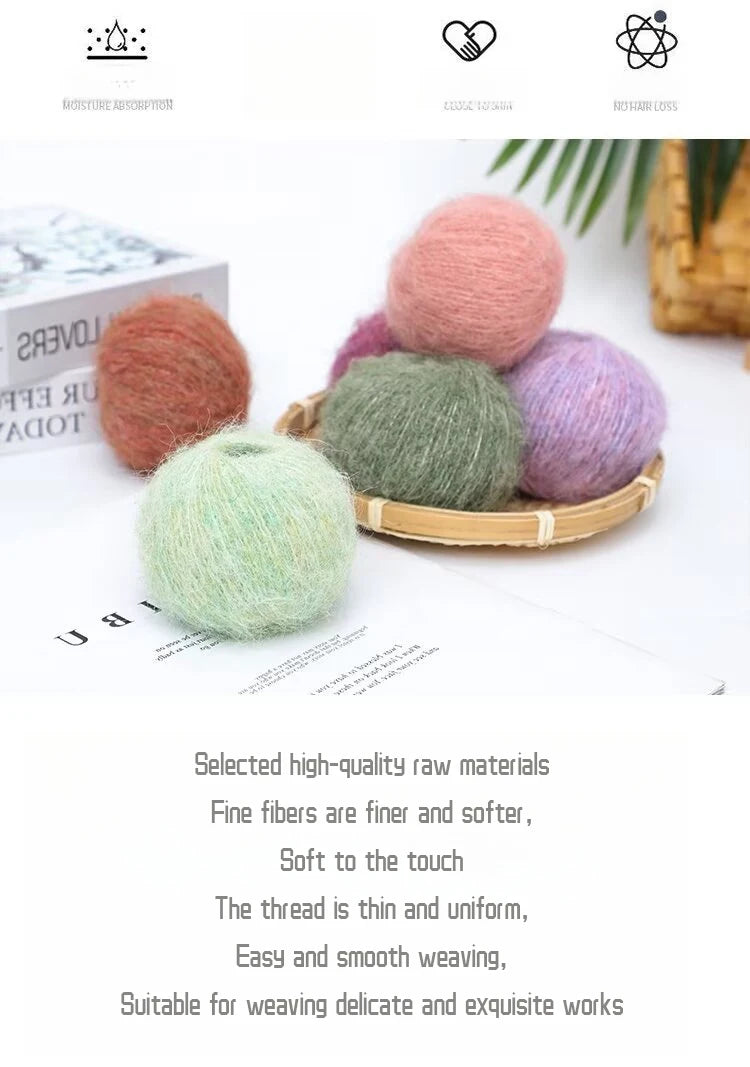 250g Long-Haired Mohair Yarn – Soft Fluffy Knitting Yarn for Sweaters, Scarves & Coats (10 Pieces/Bag)