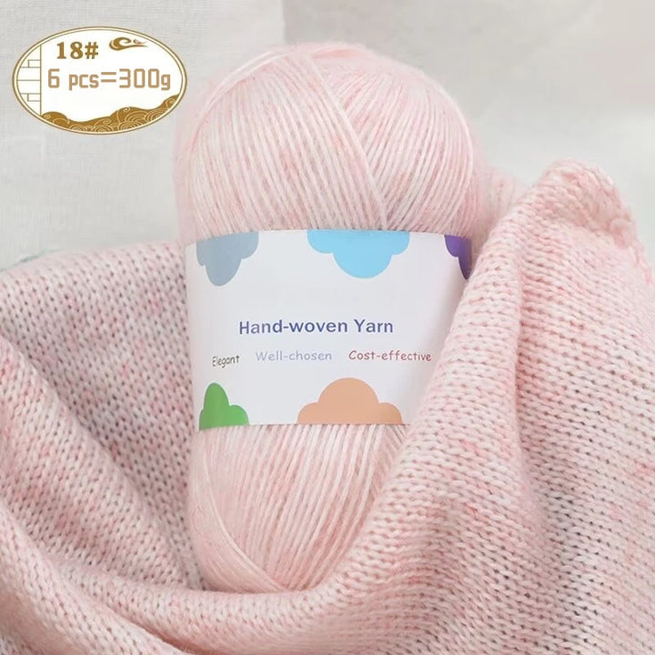 300g Colorful Bamboo Fiber Mohair Yarn Set (6 Pieces) – Soft Knitting Yarn for Sweaters, Scarves, Hats & Shawls