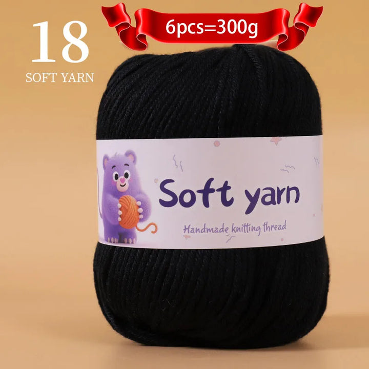 300g Soft Thin Yarn Balls – Lightweight Hand-Knitting Yarn for Sweaters, Hats, Scarves & DIY Crafts (6pcs Pack)