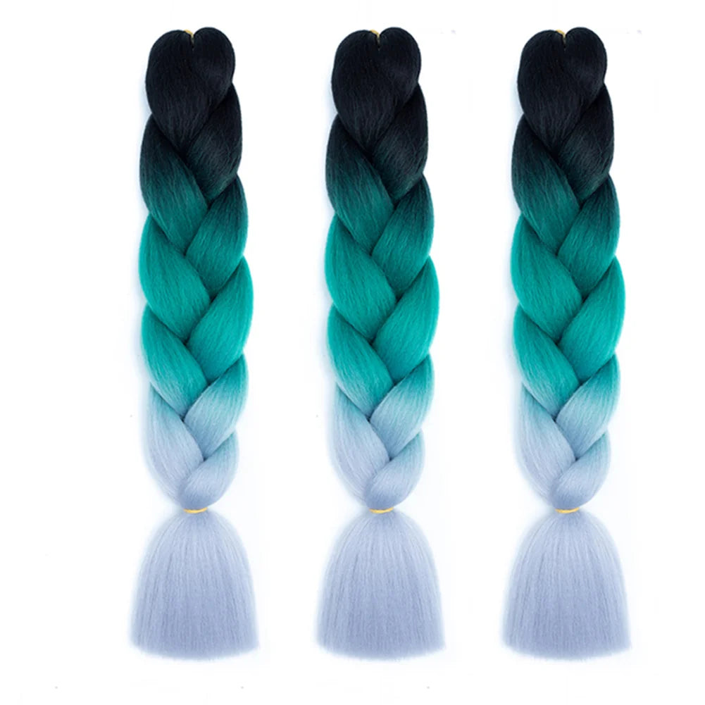 3 Packs 24 Inch Rainbow Braiding Hair Extensions – Ombre Synthetic Jumbo Braid Hair for Crochet Braids (Rose Red)