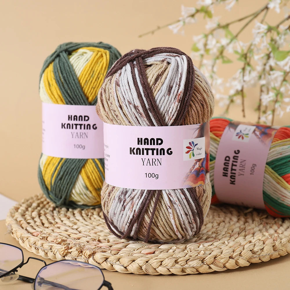 High-Quality 7-Strand Gradient Yarn – Medium-Thick Multi-Colored Yarn for Sweaters, Hats, Scarves & DIY Crafts
