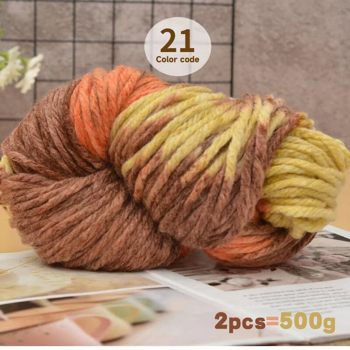 500g Extra Thick Polyester Yarn (2 Skeins) – Chunky Knitting Yarn for Sweaters, Hats, Cushions & DIY Crafts