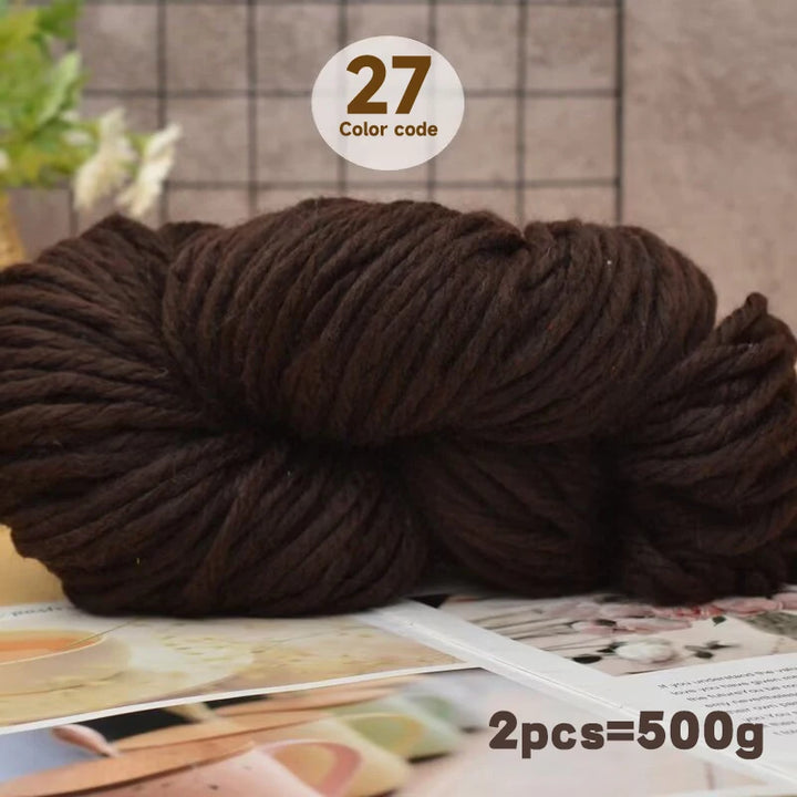500g Extra Thick Polyester Yarn (2 Skeins) – Chunky Knitting Yarn for Sweaters, Hats, Cushions & DIY Crafts