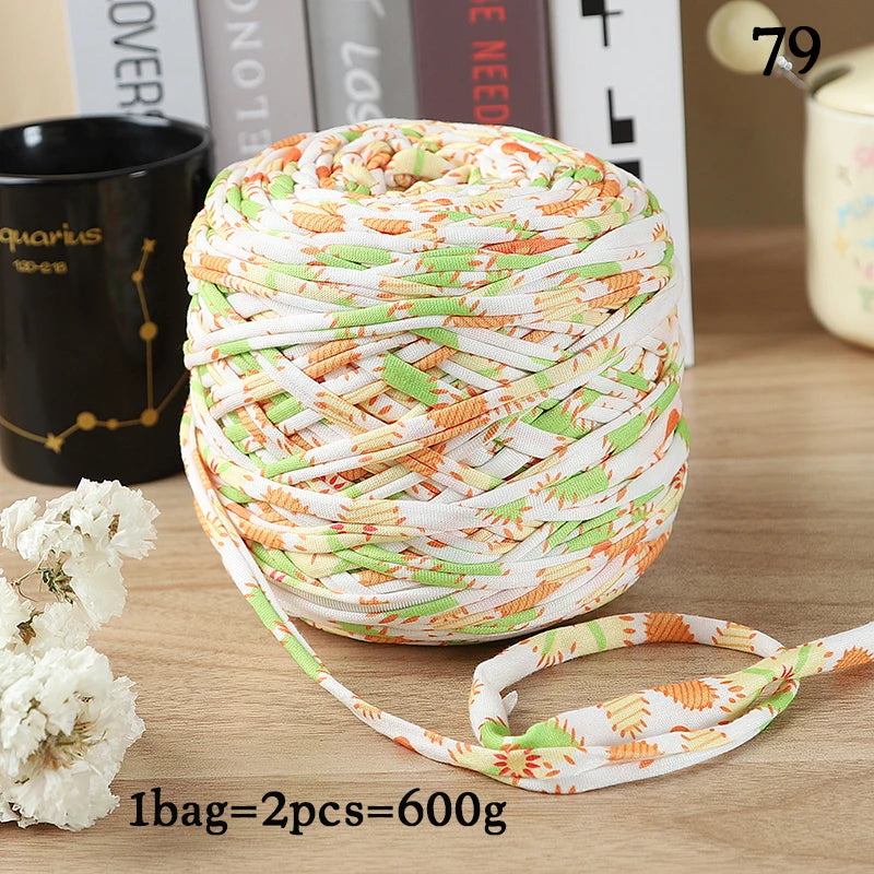 600g Large Polyester Fabric Yarn Set (2 Pieces) – Colorful Elastic Yarn for Bags, Slippers & DIY Crafts