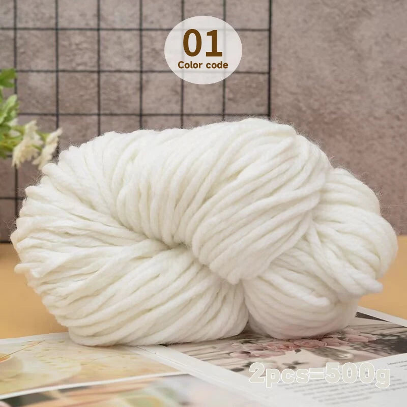 500g Extra Thick Polyester Yarn (2 Skeins) – Chunky Knitting Yarn for Sweaters, Hats, Cushions & DIY Crafts