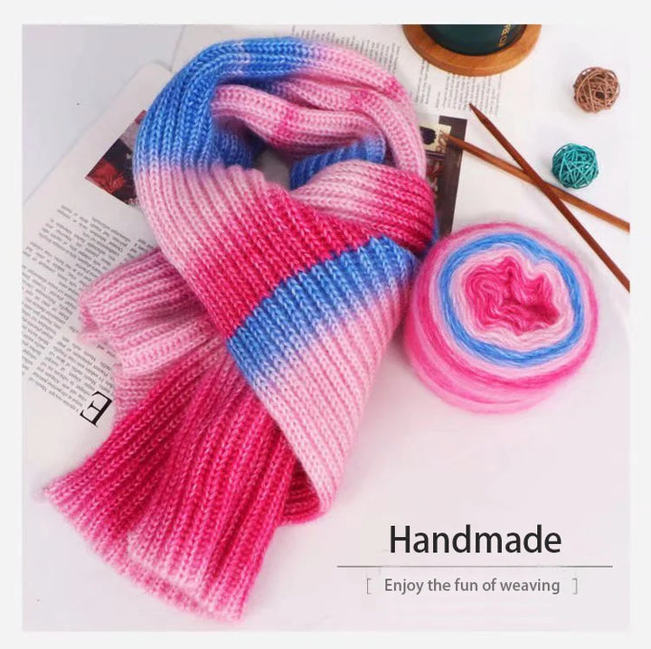 190g Rainbow Gradient Mohair Yarn – Long Section Dyed Spray Yarn for Sweaters, Shawls & Scarves (2 Pieces/Pack)