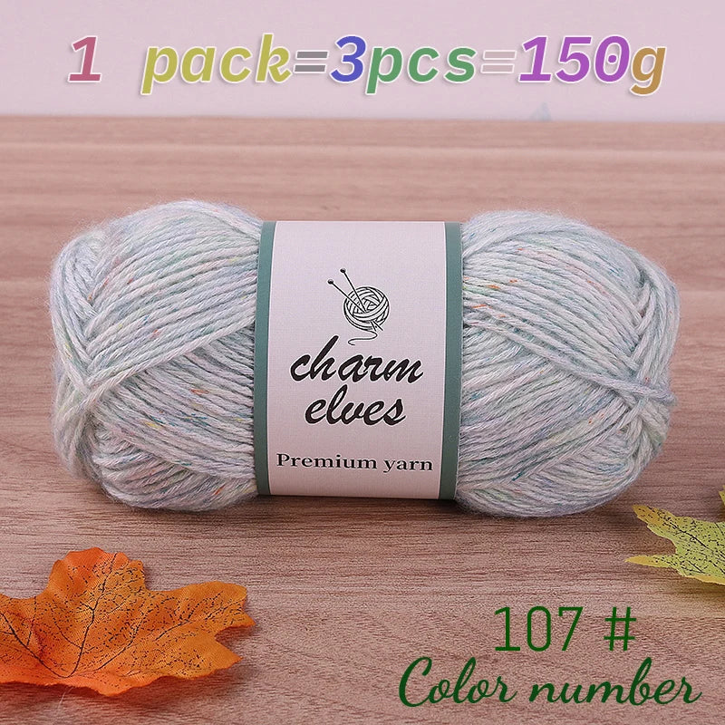 150g Colorful Dot Spray Yarn – Medium-Thick Cotton Yarn for Hand-Knitting (3 Pcs / Pack)