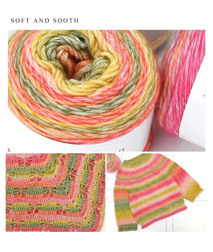 1pc 100g Gradient Rainbow Yarn – Soft Knitting & Crochet Yarn for Sweaters, Scarves, Hats & Shawls