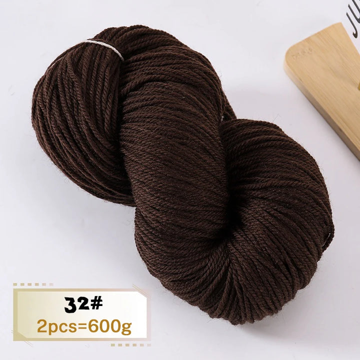 600g Thick Alpaca Wool Yarn Set (2 Pieces) – Premium Knitting Yarn for Sweaters, Scarves, Hats & DIY Crafts