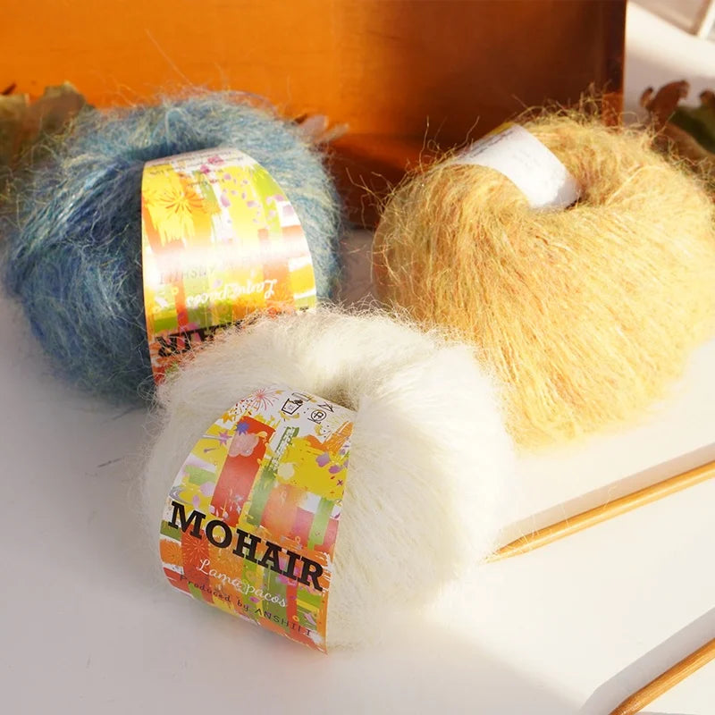 Colorful Long-Haired Mohair Yarn – Gradient Dyed Soft Knitting Yarn for Sweaters, Scarves, Hats & DIY Crafts