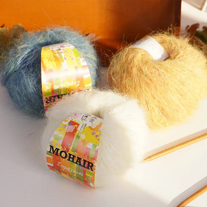 Colorful Long-Haired Mohair Yarn – Gradient Dyed Soft Knitting Yarn for Sweaters, Scarves, Hats & DIY Crafts