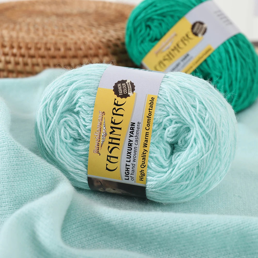 Premium Cashmere Blend Knitting Yarn Set – Medium-Fine Soft Wool Yarn for Sweaters, Scarves, Hats & Shawls (6 Main + 6 Elastic Threads)