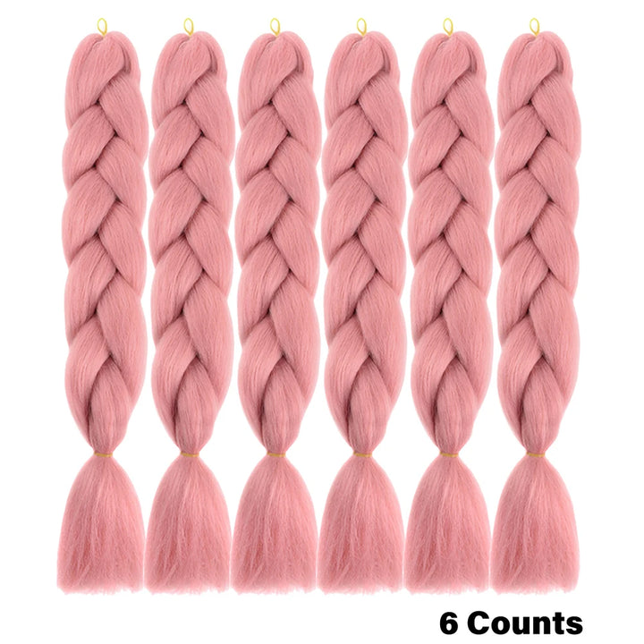 Ombre Crochet Braiding Hair – 6 Packs Synthetic Colorful Extensions for Women & Girls | High-Temperature Fiber